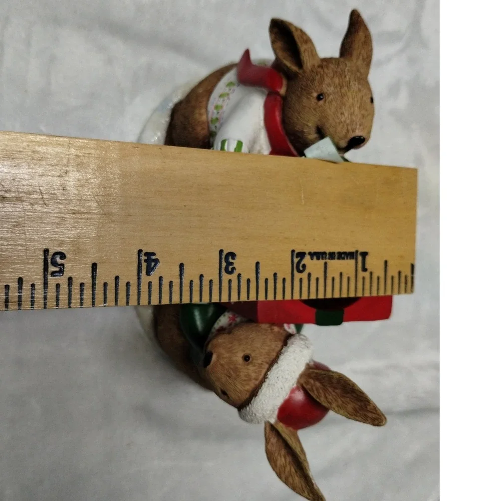 Yankee Candle Christmas Bunnies Tea‎ Light Holder Red Gift Box Figurine 1132752